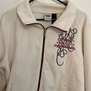 Women’s cream colored Harley Davidson zip up jacket size 2 XL